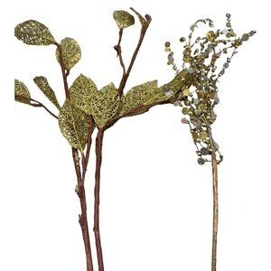 Christmas decor set of 3 gold embellished bling shine artificial branches READ